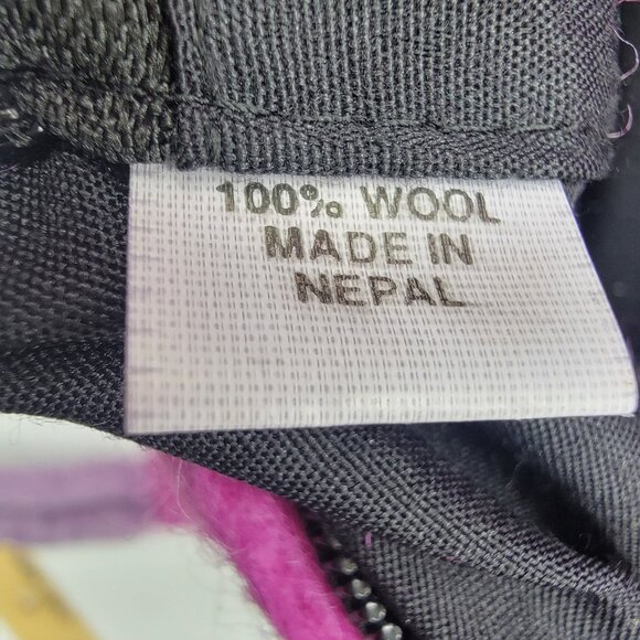 Wool Purse Handmade In Nepal 100% Wool Crossbody‎ Bag Bright Mauve W/ Flower - Picture 9 of 10